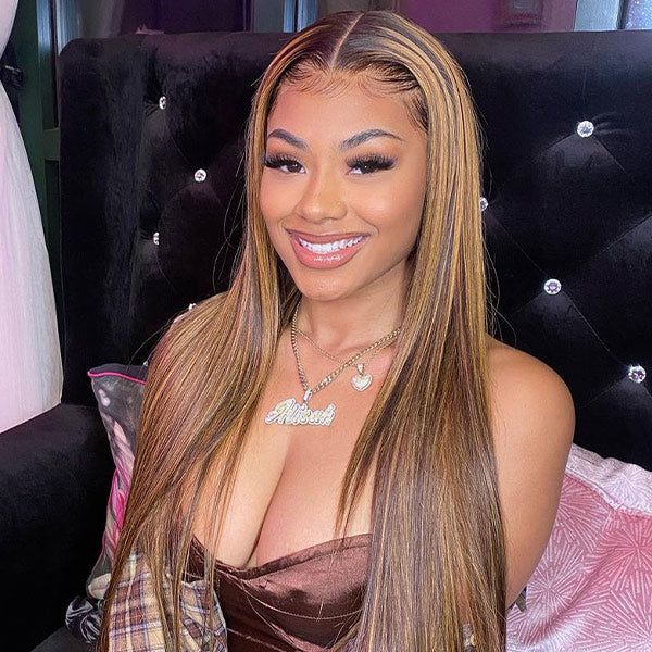 Straight Highlight Ombre 4/27 Wear Go Glueless Wig 360 Pre-cut Lace Wig