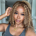 Kinky Curly 4/27 Highlight Wear Go Glueless Wig Pre-cut Lace Wig 7x5 Lace Wig Preplucked with Natural Hairline