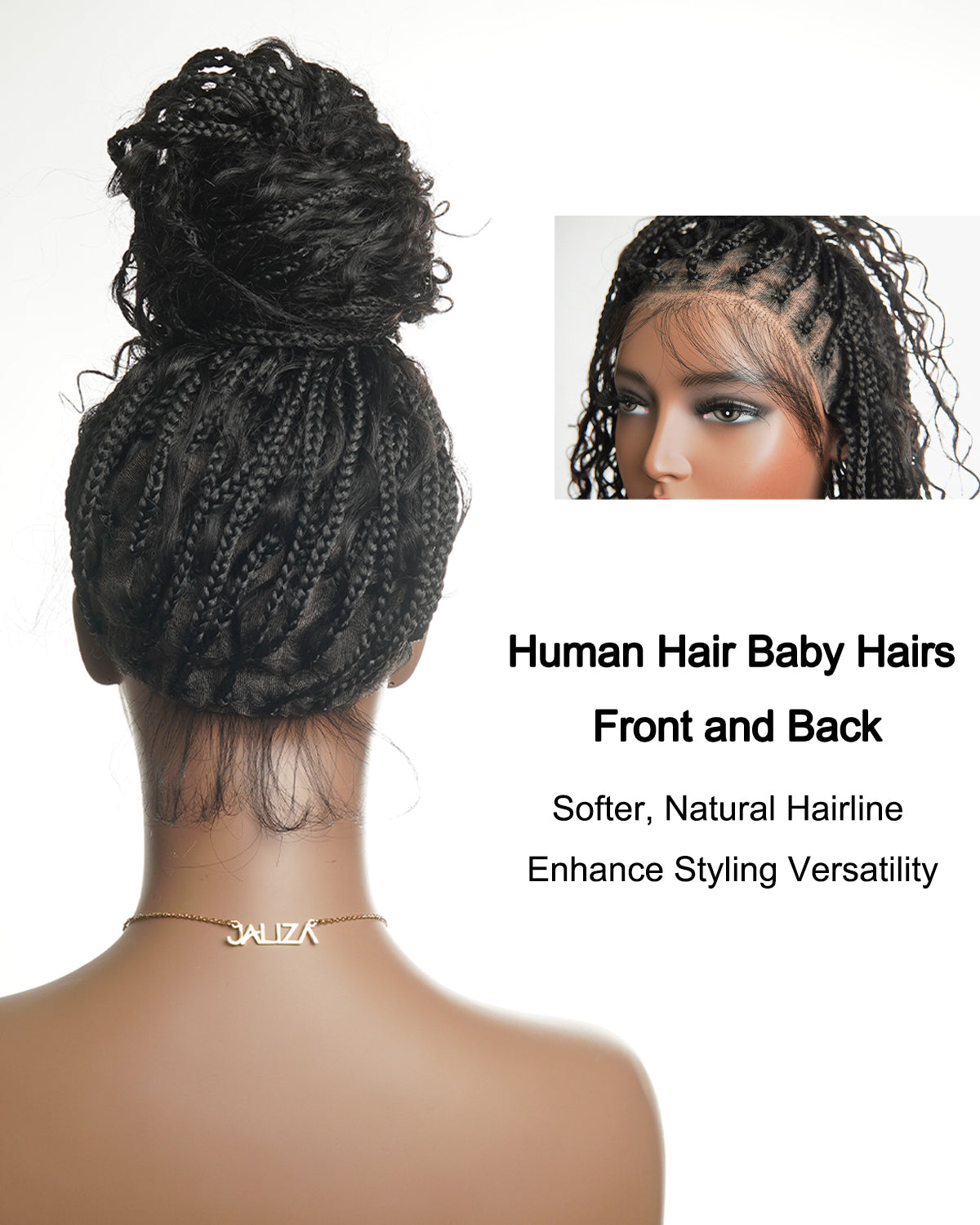 Glueless 16"-24" Pre Cut HD Full Elastic Lace Human Hair Boho Curls Lightweight Ready-To-Go Braided Wig (Lace Not Hand Tied)