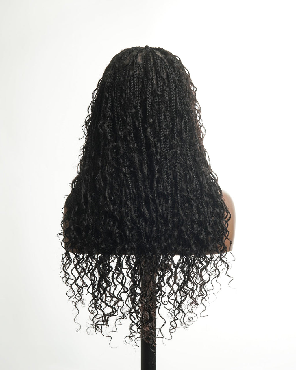 Glueless 16"-24" Pre Cut HD Full Elastic Lace Human Hair Boho Curls Lightweight Ready-To-Go Braided Wig (Lace Not Hand Tied)