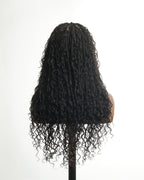 Glueless 16"-24" Pre Cut HD Full Elastic Lace Human Hair Boho Curls Lightweight Ready-To-Go Braided Wig (Lace Not Hand Tied)