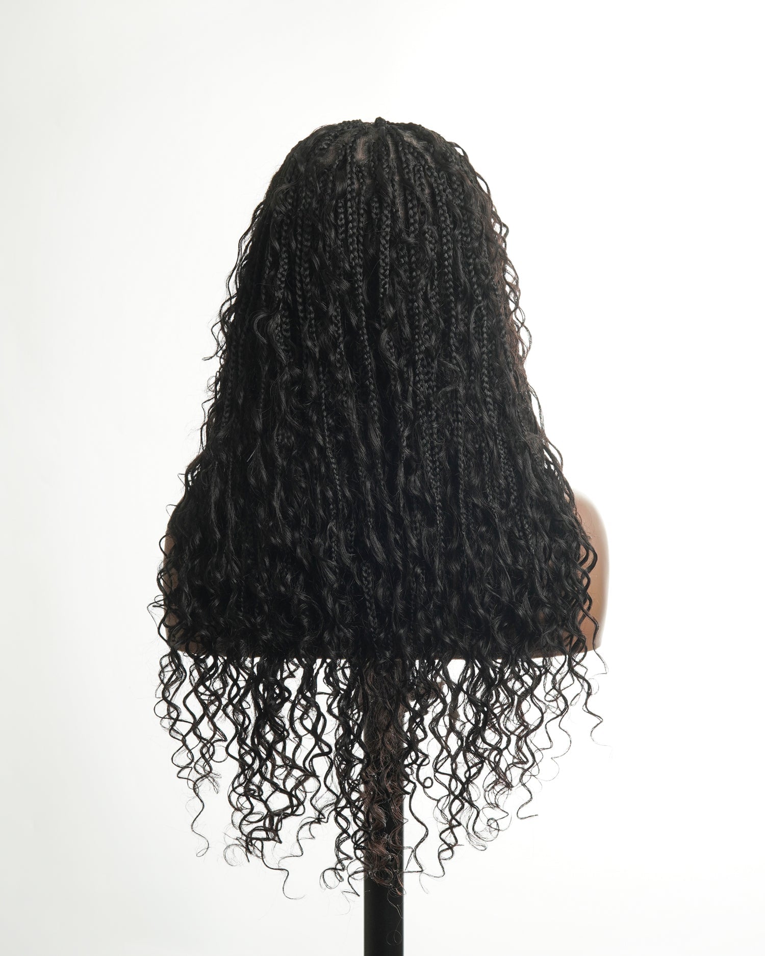 Glueless 16"-24" Pre Cut HD Full Elastic Lace Human Hair Boho Curls Lightweight Ready-To-Go Braided Wig (Lace Not Hand Tied)