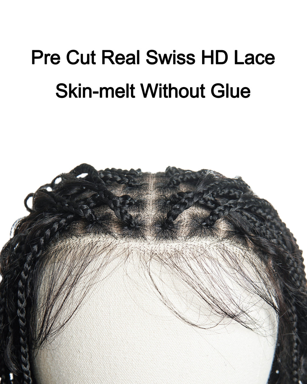 Glueless 16"-24" Pre Cut HD Full Elastic Lace Human Hair Boho Curls Lightweight Ready-To-Go Braided Wig (Lace Not Hand Tied)