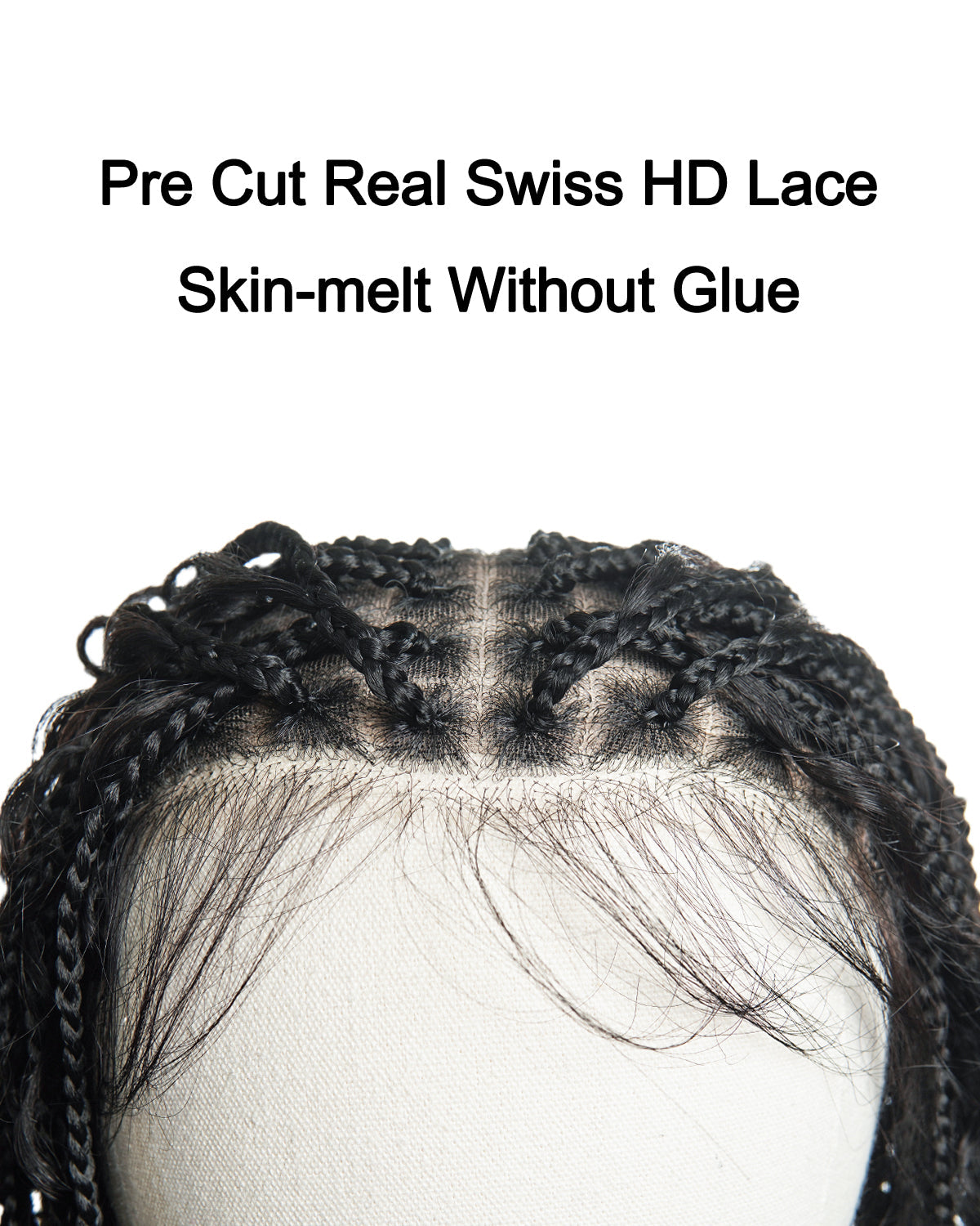Glueless 16"-24" Pre Cut HD Full Elastic Lace Human Hair Boho Curls Lightweight Ready-To-Go Braided Wig (Lace Not Hand Tied)