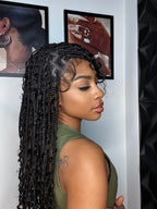 Glueless 16"-24" Pre Cut HD Full Elastic Lace Human Hair Boho Curls Lightweight Ready-To-Go Braided Wig (Lace Not Hand Tied)