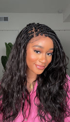 Michelle - Bora Bora Human Hair Body Wave Pre Bleached HD Full Lace Boho Box Braided Wig
