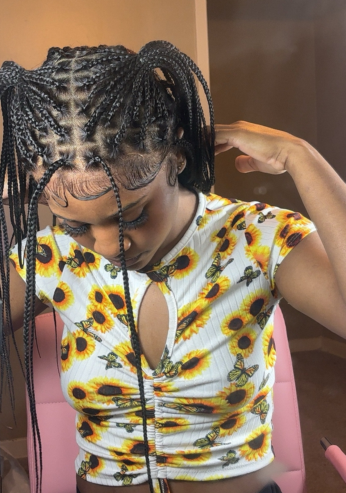 24"  Pre Bleached Human Hair Lace Lightweight Knotless HD Lace Box Braided Wig