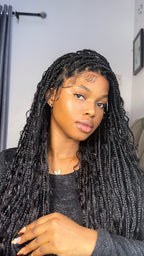 Kiki - 24" HD Full Lace Lightweight Human Hair Curls Boho Box Braided Wig