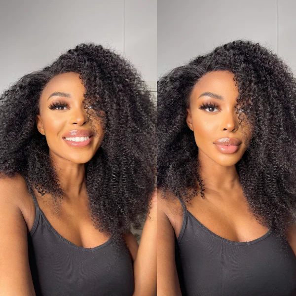 Tight Curls Afro Curly HD Lace Wigs Pre Plucked Human Hair Lace Front Wigs