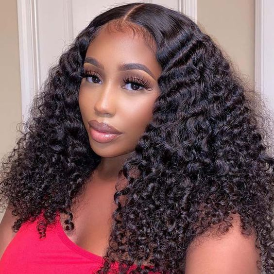Pre-Bleached Knots Deep Wave Hair Drawstring Wear Go Glueless Wigs 7x5 Pre Cut HD Lace Closure Wigs With Pre Plucked Nautral Hairline