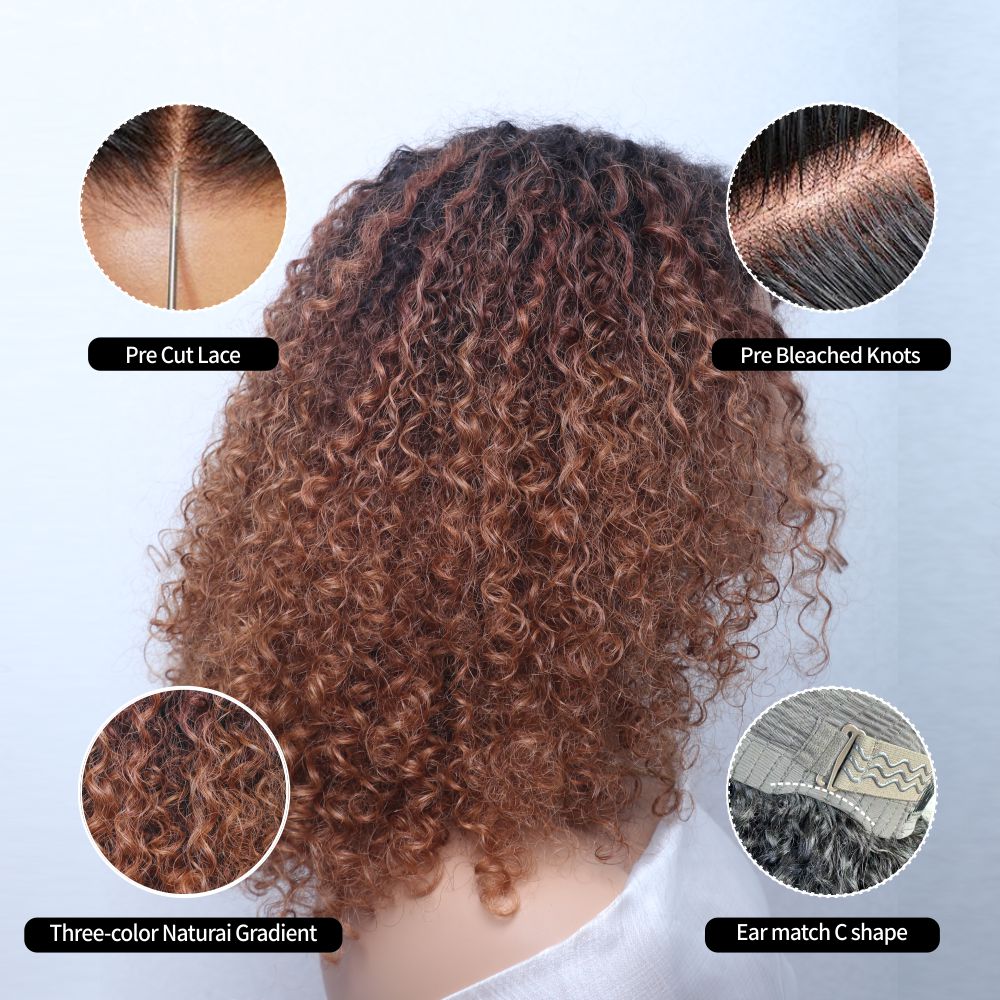 14" Glueless 100% Virgin Human Hair Afro Curly Bob Wig (for US Market Only)