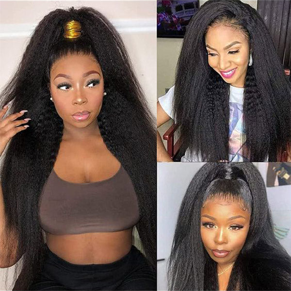 Kinky Straight Invisi-Drawstring 360 Glueless Wig All-Day Comfortable Wear Go Wig