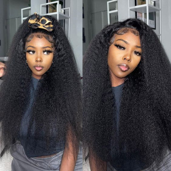 Kinky Straight Invisi-Drawstring 360 Glueless Wig All-Day Comfortable Wear Go Wig