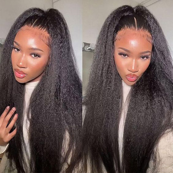 Kinky Straight Invisi-Drawstring 360 Glueless Wig All-Day Comfortable Wear Go Wig