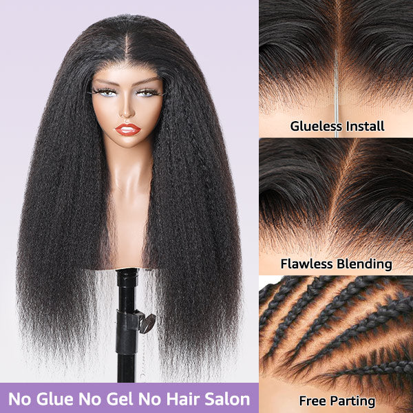 BOGO Kinky Straight Glueless Wear Go Wig Pre-cut 7x5 HD Lace Closure Wig