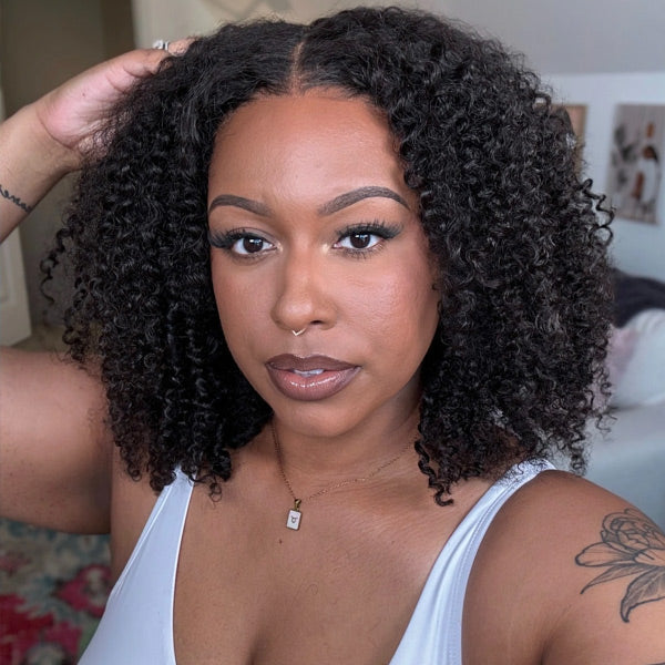 Kinky Curly Realistic Scalp 9x6 T Part Lace Wear Go Wig No Glue Need Pre-Cut Lace Natural Hairline