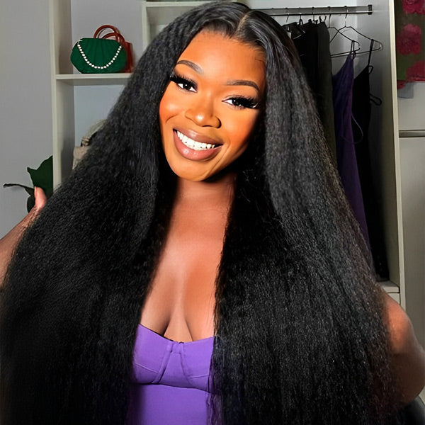 Kinky Straight Pre-Cut 9x6 T Part Lace Wear Go Wig Frontal Inspired Look