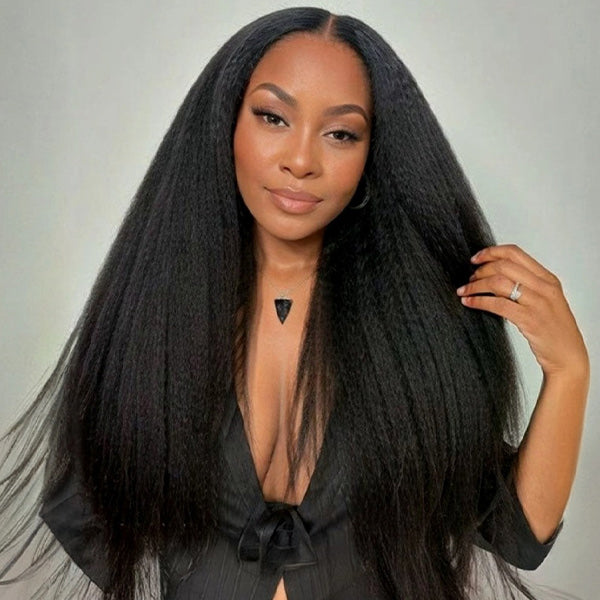 Kinky Straight Pre-Cut 9x6 T Part Lace Wear Go Wig Frontal Inspired Look