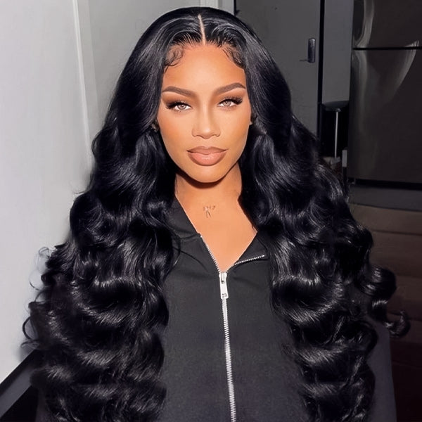 Loose Wave Glueless Pre-Cut 9x6 T Part Lace Wig Realistic Look Wear Go Wig With Bleached Knots