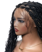 Salon-Level Knotless Boho Style Silky Soft Locs 28" HD Full Lace Human Hair Boho Curls 100 Strands Wig