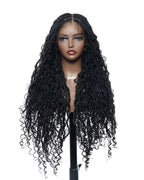 Salon-level Knotless Boho Locs HD Full Lace Human Hair Boho Curls 80 Strands Braided Wig