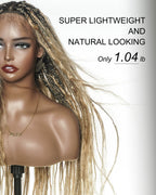 Mix Color 27/613 Human Hair Wet & Wavy Curls 36" Knotless Boho Box Pre Bleached HD Full Lace Braided Wig