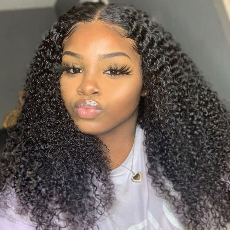 Kinky Curly Human Hair Wigs For Women Jerry Curly 4x4 Lace Closure Wig Prelucked Hairline