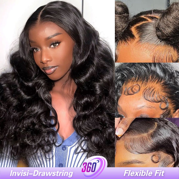 Ocean Wave 360 Glueless Wig Bleached Knots With Invisi-Drawstring Adjustable Size