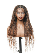 Pre Bleached Human Hair Lace Base 24" HD Full Lace Human Hair Curls Boho Box Braided Wig