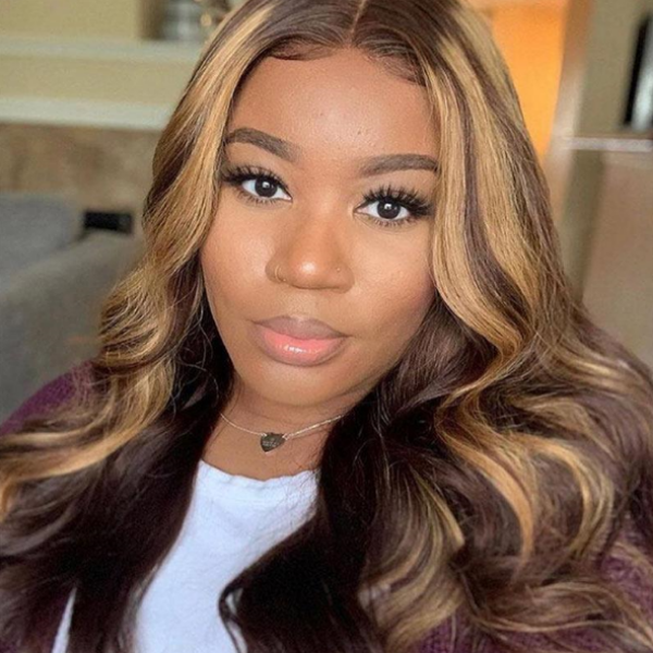 Highlight Body Wave 13x4 Invisible Transparent Lace Human Virgin Hair Lace Front Wigs