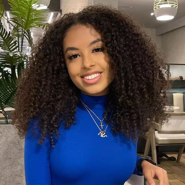 Afro Curly Wear Go Wig Pre Cut 7x5 HD Lace 100% Glueless Human Hair
