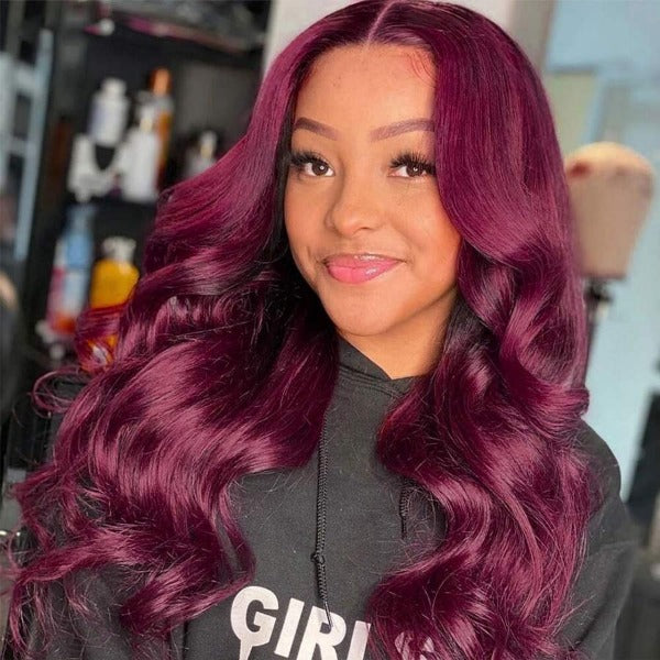 13x4 /4x4 Lace Frontal 99J Body Wave Human Virgin Hair Lace Front Wigs