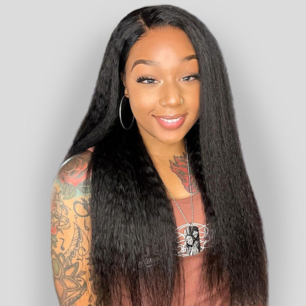 Kinky Straight Hair Wear Go Glueless Wigs 7x5 HD Lace Pre Cut Lace Closure Wigs
