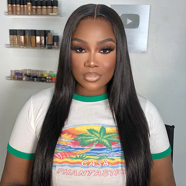 Sleek Straight Pre-cut 7x5 HD Lace Wear Go Glueless Wig Bleached Invisible Knots