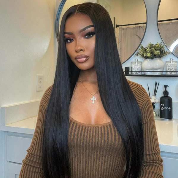 Silky Straight Hair Wear Go Wig Pre Cut 7x5 HD Lace Bleached Knots