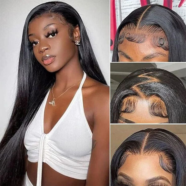 Straight Invisi Drawstring Flexible Fit 360 Glueless Wig Pre-Cut Lace Bleached Knots Wig