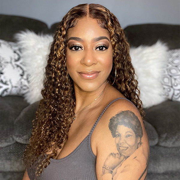 Limited Restock | Mix Brown Deep Wave 4x4 Closure Lace Glueless Mid Part Long Wig 100% Human Hair- US Only