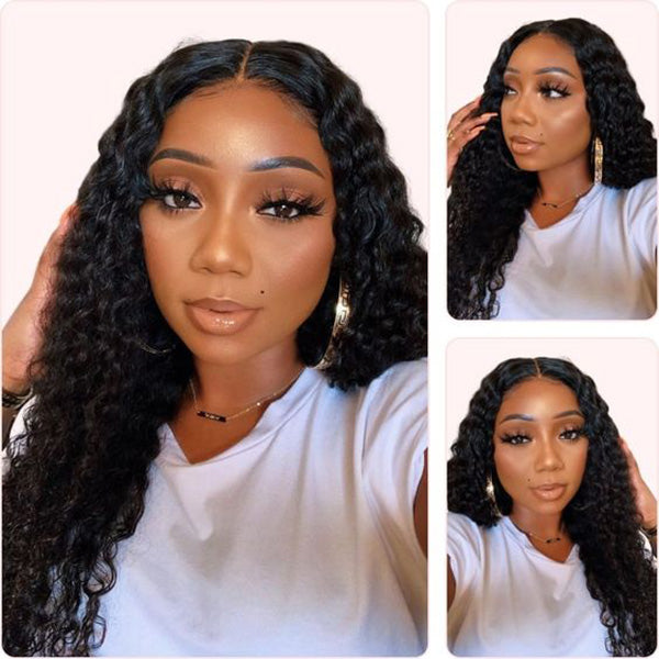 Deep Wave V Part Wig No Leave Out Thin Part Glueless Wigs Human Hair Wig