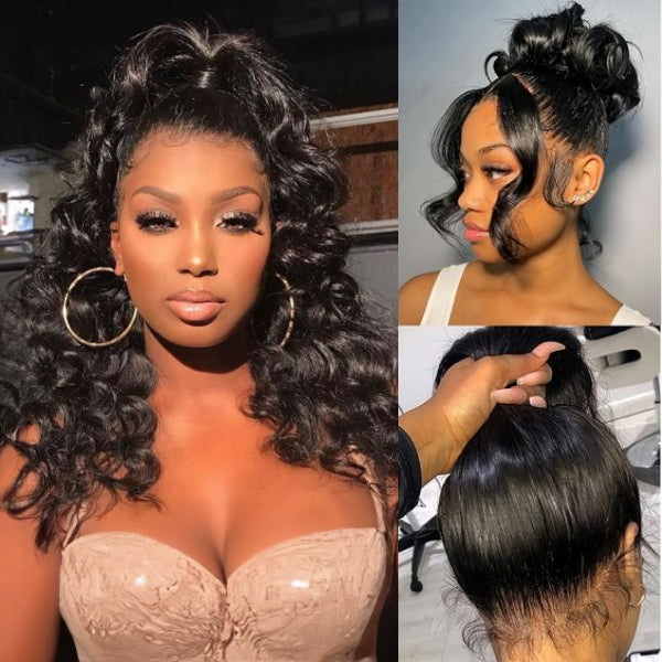 Wand Curl 360 Glueless Wig Bleached Knots Invisi Drawstring Human Hair Wig
