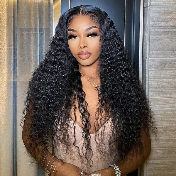 Water Wave V Part Wig No Leave Out Thin Part Glueless Wigs Human Hair Wig