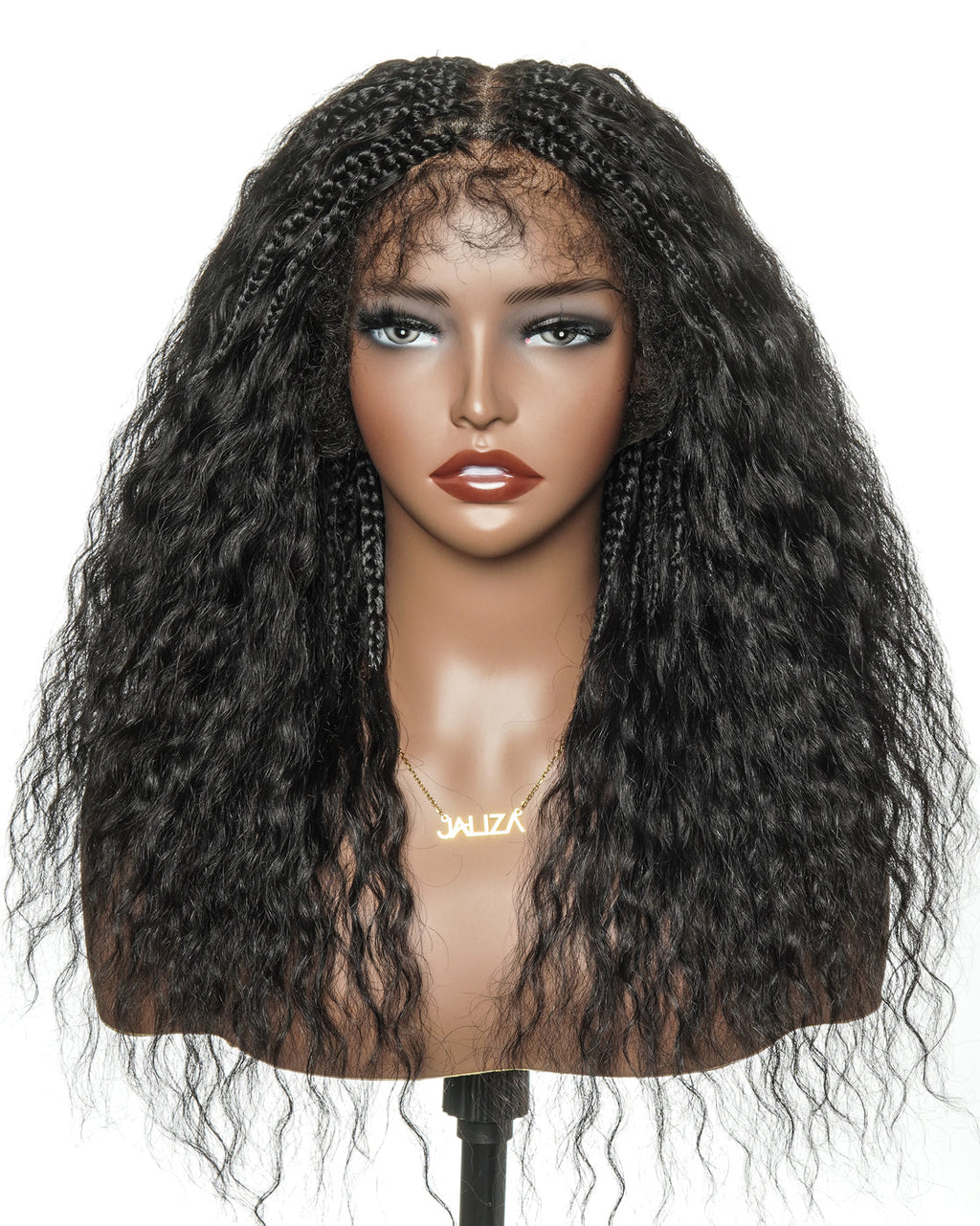 Raina - Bora Bora Human Hair Wet & Wavy Curls Pre Bleached HD Full Lace Boho Braided Wig