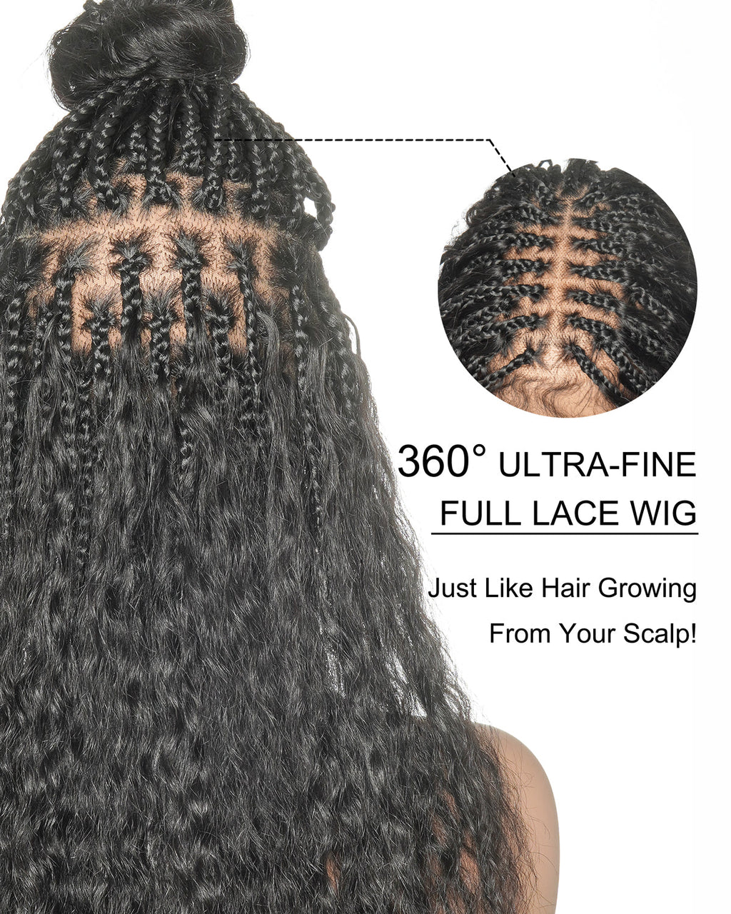 Raina - Bora Bora Human Hair Wet & Wavy Curls Pre Bleached HD Full Lace Boho Braided Wig