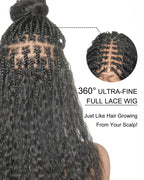 Raina - Bora Bora Human Hair Wet & Wavy Curls Pre Bleached HD Full Lace Boho Braided Wig