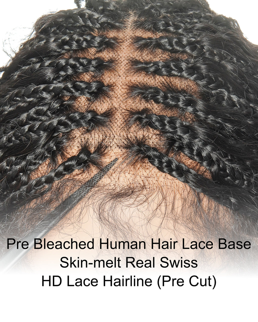 Raina - Bora Bora Human Hair Wet & Wavy Curls Pre Bleached HD Full Lace Boho Braided Wig