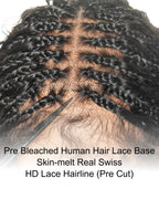 Raina - Bora Bora Human Hair Wet & Wavy Curls Pre Bleached HD Full Lace Boho Braided Wig