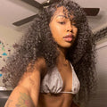 Kinky Curly Bomb Look Premium 100% Remy Human Hair Wig With Bangs