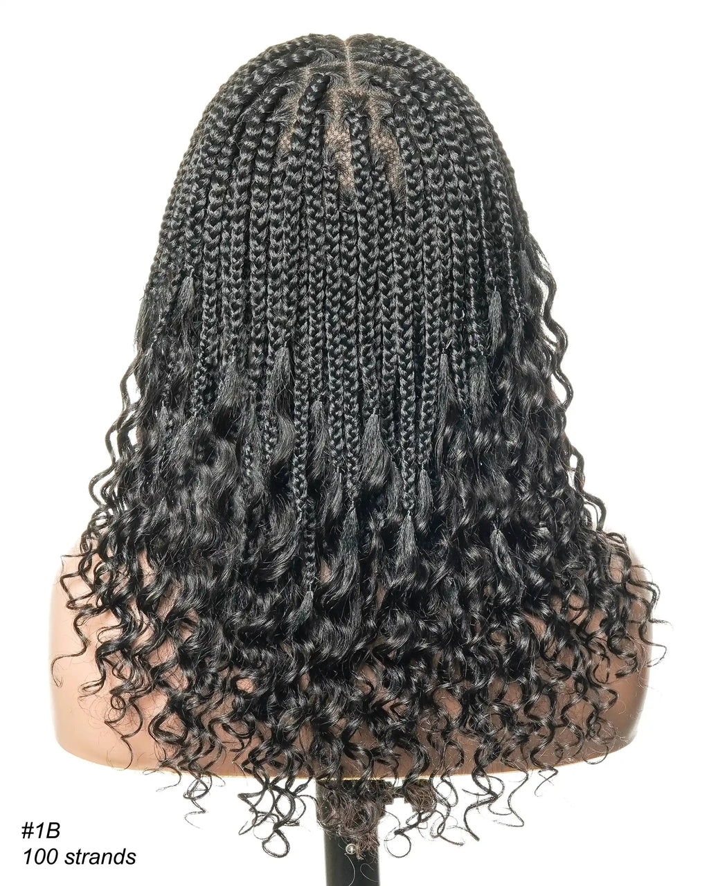 Nina - Short Pre Bleached HD Full Lace Knotless Box Braided Wig With Human Hair Curly Ends