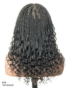 Nina - Short Pre Bleached HD Full Lace Knotless Box Braided Wig With Human Hair Curly Ends