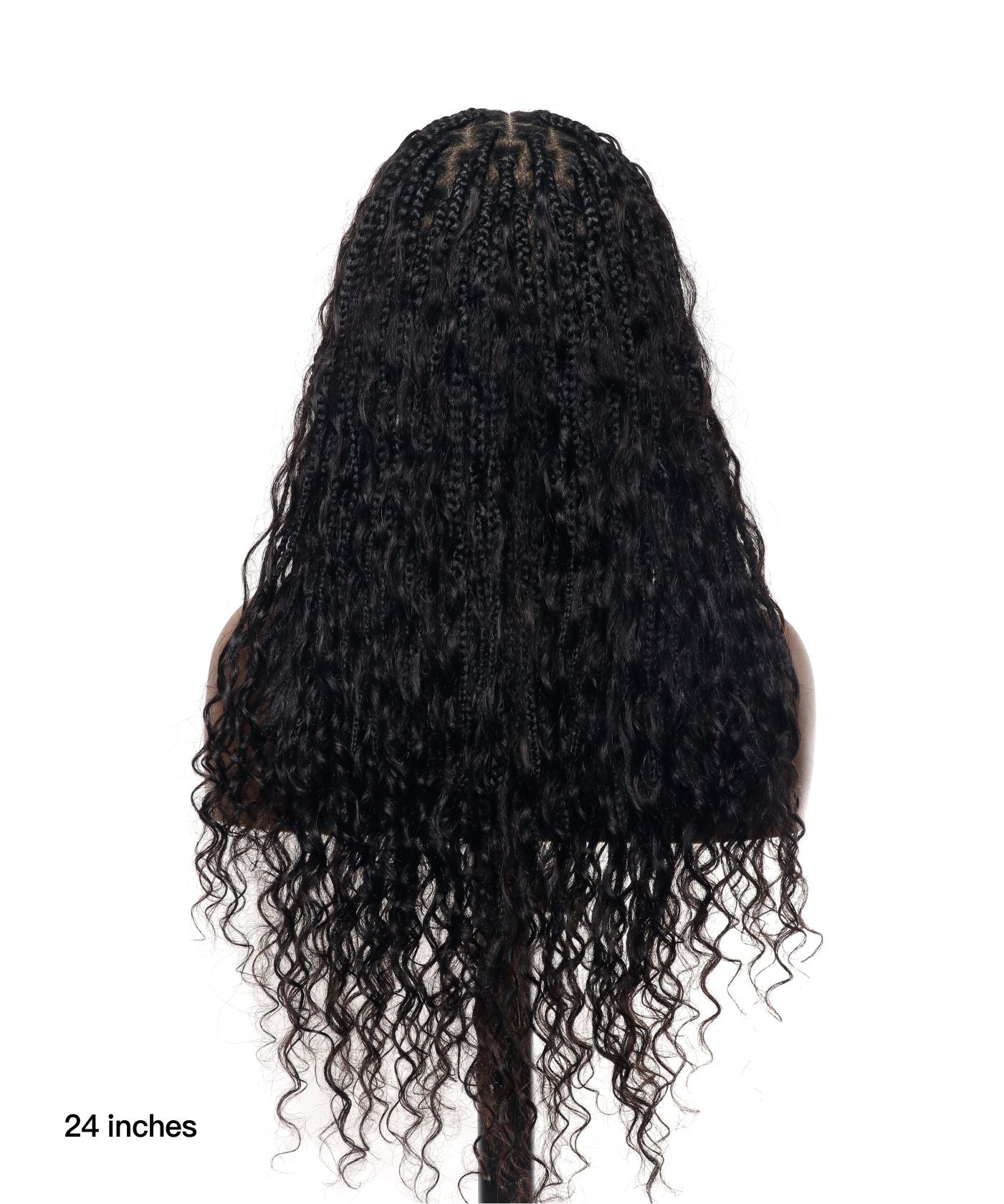 Kiki - 12"-36" Human Hair Deep Wave Curls Pre Bleached Knotless HD Full Lace Boho Box Braided Wig