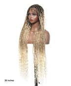 Pre Bleached 613 Blond HD Full Lace Human Hair Boho Curls 36" Knotless Boho Box Braided Wig